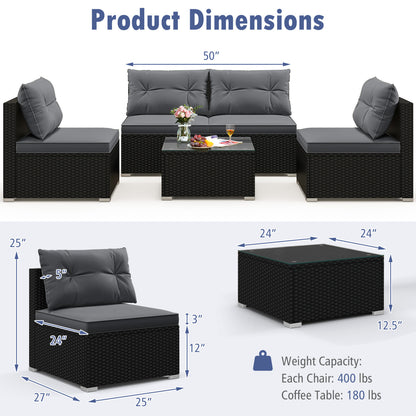 5-Piece Patio Furniture Set With Cushions, Coffee Table, Gray Patio Conversation Sets at Gallery Canada