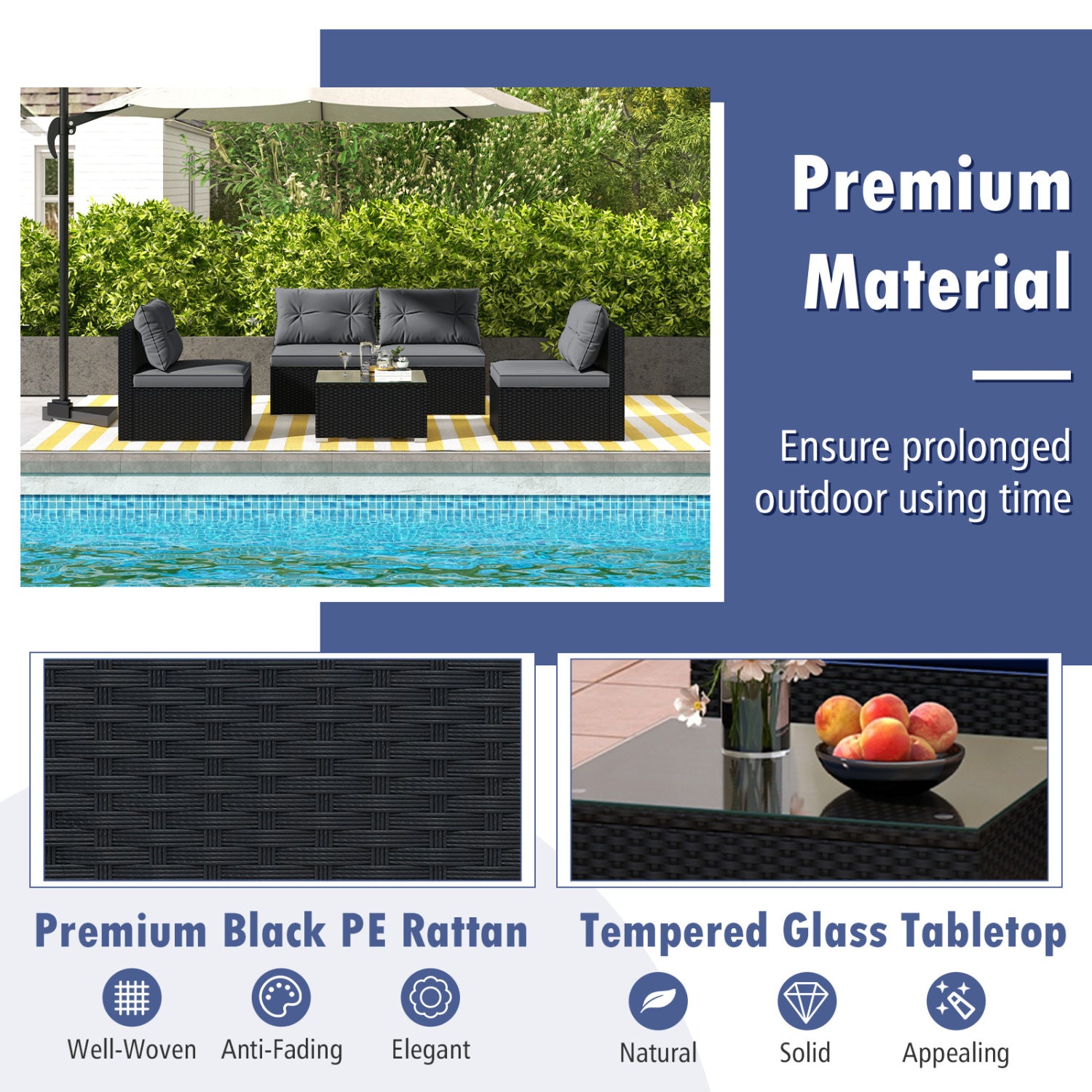 5-Piece Patio Furniture Set With Cushions, Coffee Table, Gray Patio Conversation Sets at Gallery Canada