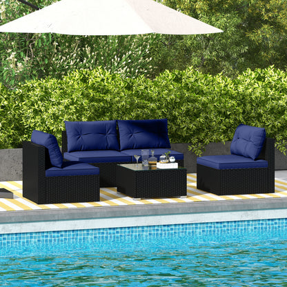 5-Piece Patio Furniture Set With Cushions, Coffee Table, Navy Patio Conversation Sets at Gallery Canada