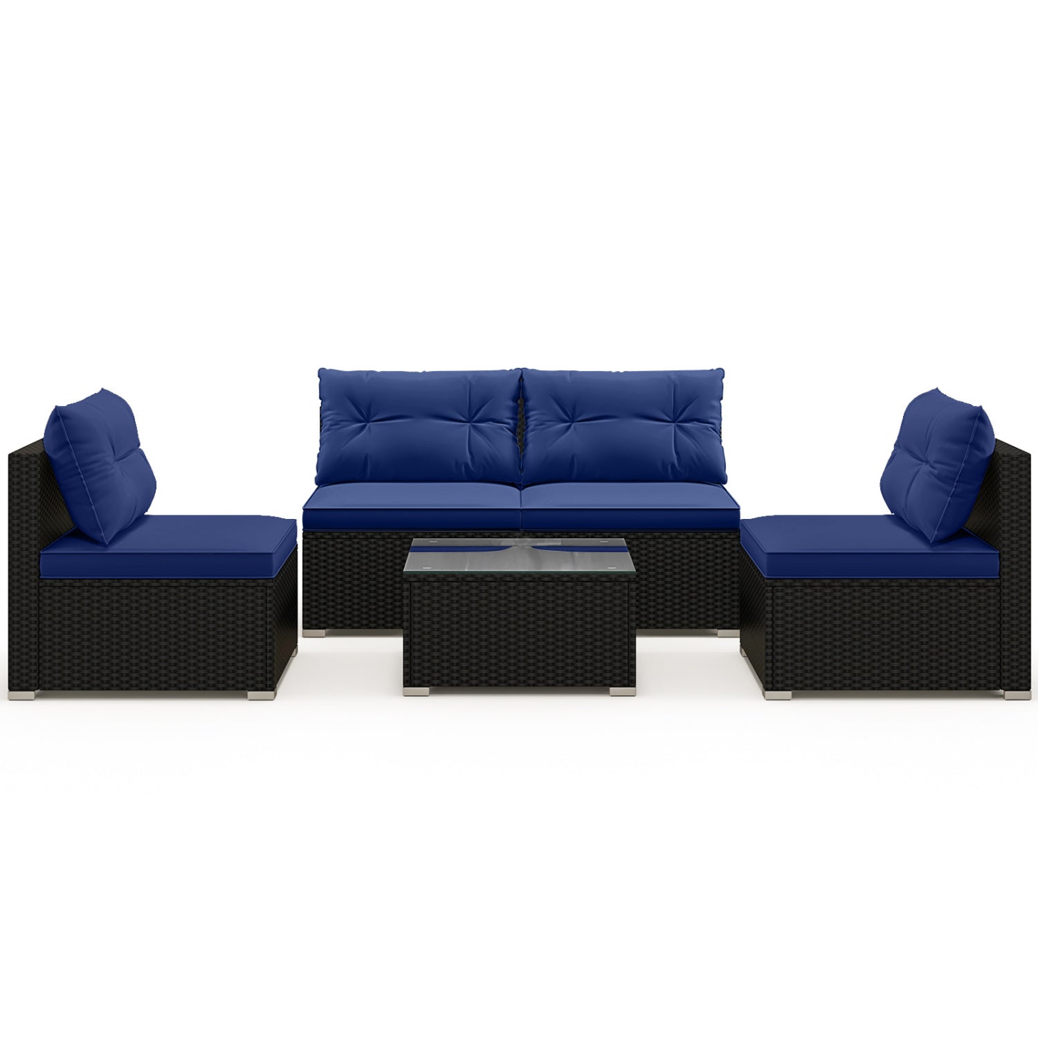 5-Piece Patio Furniture Set With Cushions, Coffee Table, Navy Patio Conversation Sets at Gallery Canada
