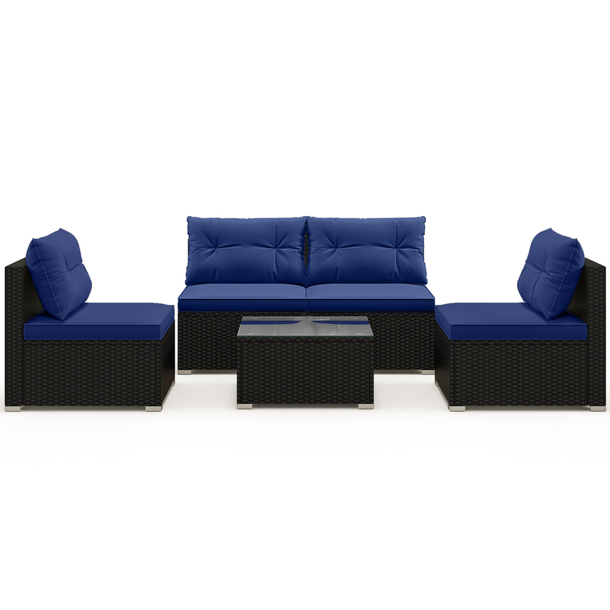 5-Piece Patio Furniture Set With Cushions, Coffee Table, Navy Patio Conversation Sets at Gallery Canada