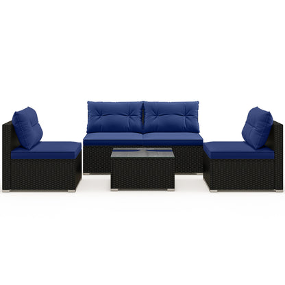 5-Piece Patio Furniture Set With Cushions, Coffee Table, Navy Patio Conversation Sets at Gallery Canada