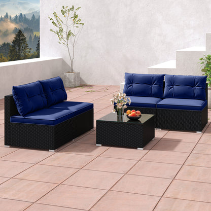 5-Piece Patio Furniture Set With Cushions, Coffee Table, Navy Patio Conversation Sets at Gallery Canada