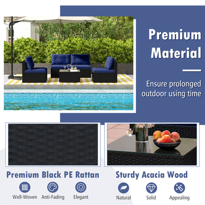 5-Piece Patio Furniture Set With Cushions, Coffee Table, Navy Patio Conversation Sets at Gallery Canada