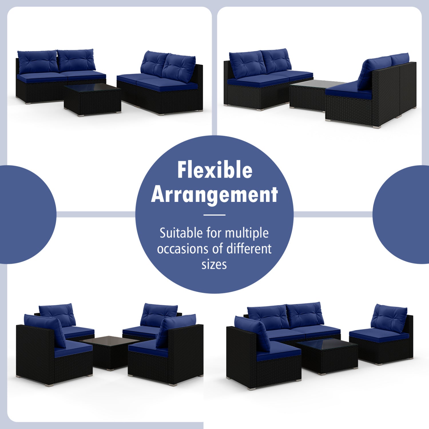 5-Piece Patio Furniture Set With Cushions, Coffee Table, Navy Patio Conversation Sets at Gallery Canada
