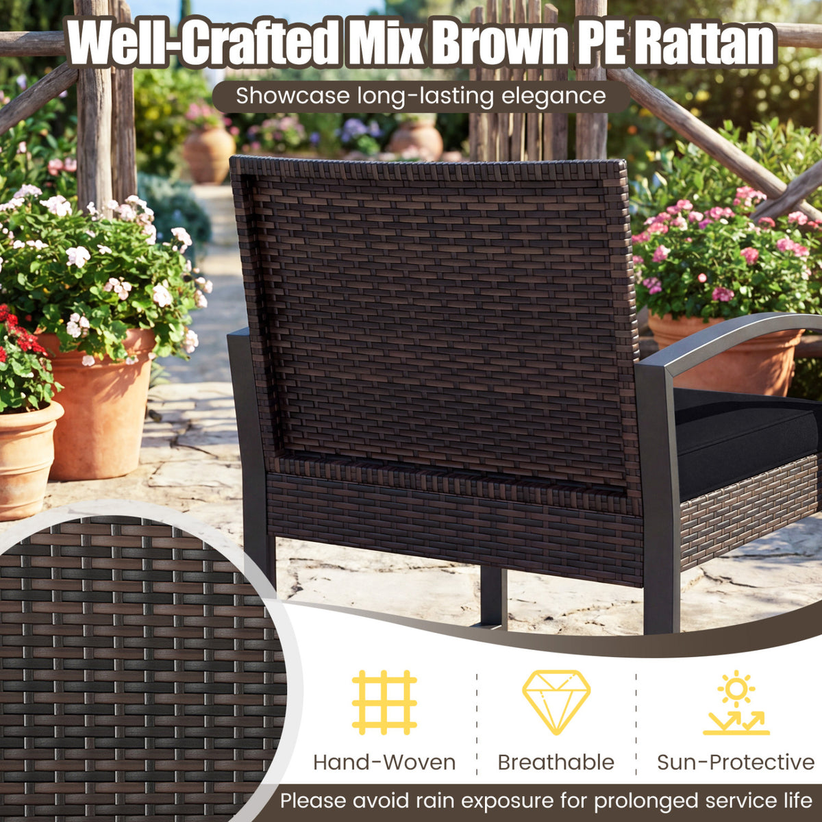 5-Piece Patio Set With 2 Ottomans, Tempered Glass Table, Black Patio Conversation Sets at Gallery Canada