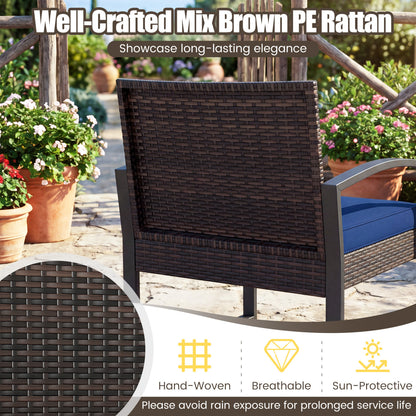 5-Piece Patio Conversation Set, 2 Ottomans, Tempered Glass Side Table, Navy Patio Conversation Sets at Gallery Canada