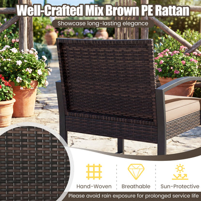 5-Piece Patio Conversation Set, 2 Ottomans, Tempered Glass Side Table, Beige Patio Conversation Sets at Gallery Canada