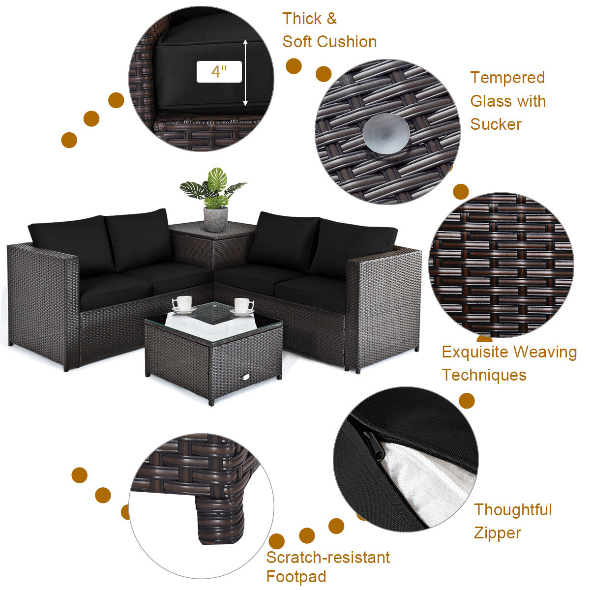 5 Piece Patio Set, 50000 BTU Propane Fire Pit Table, Black Patio Furniture Sets at Gallery Canada