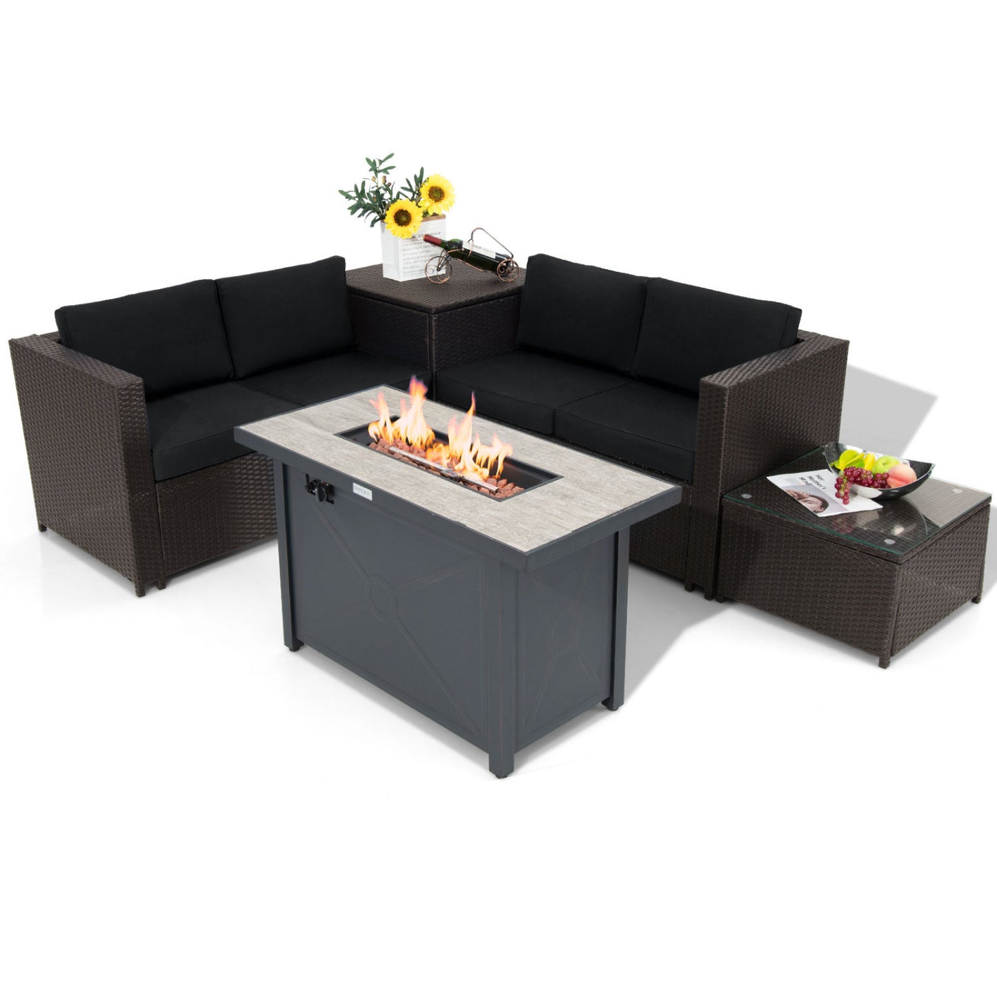 5-Piece Patio Set with Fire Pit Table, Black Patio Conversation Sets at Gallery Canada