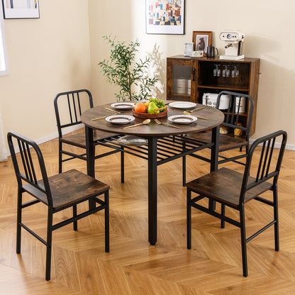 5-Piece Round Dining Table Set With Storage Shelf, Brown Dining Room Sets at Gallery Canada