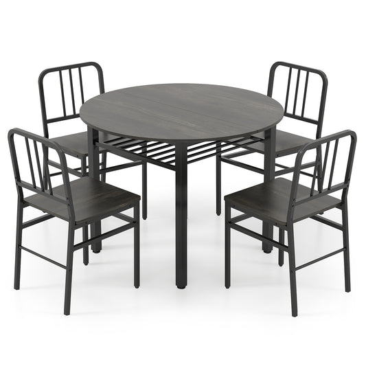 5-Piece Round Dining Table Set, Storage Shelf, Gray Dining Room Sets Gray at Gallery Canada