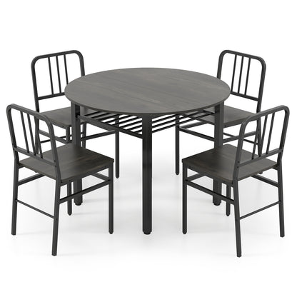 5-Piece Round Dining Table Set, Storage Shelf, Gray Dining Room Sets Gray at Gallery Canada