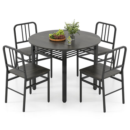 5-Piece Round Dining Table Set, Storage Shelf, Gray Dining Room Sets at Gallery Canada