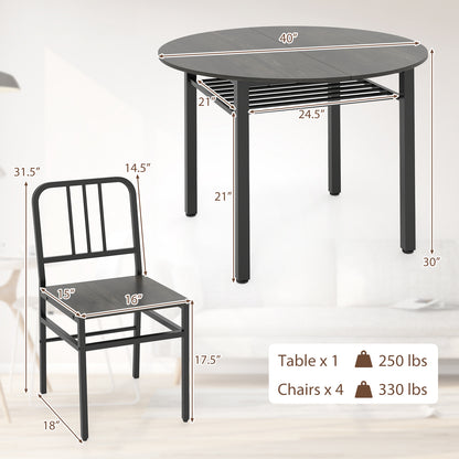 5-Piece Round Dining Table Set, Storage Shelf, Gray Dining Room Sets at Gallery Canada
