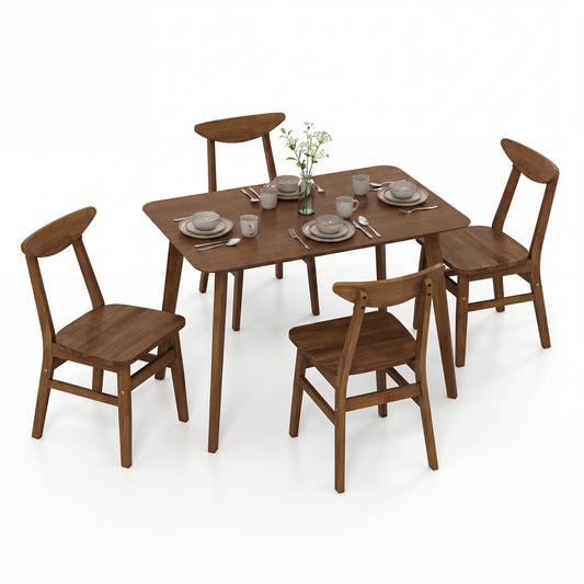 5-Piece Solid Wood Dining Table Set, Walnut Dining Room Sets Walnut at Gallery Canada