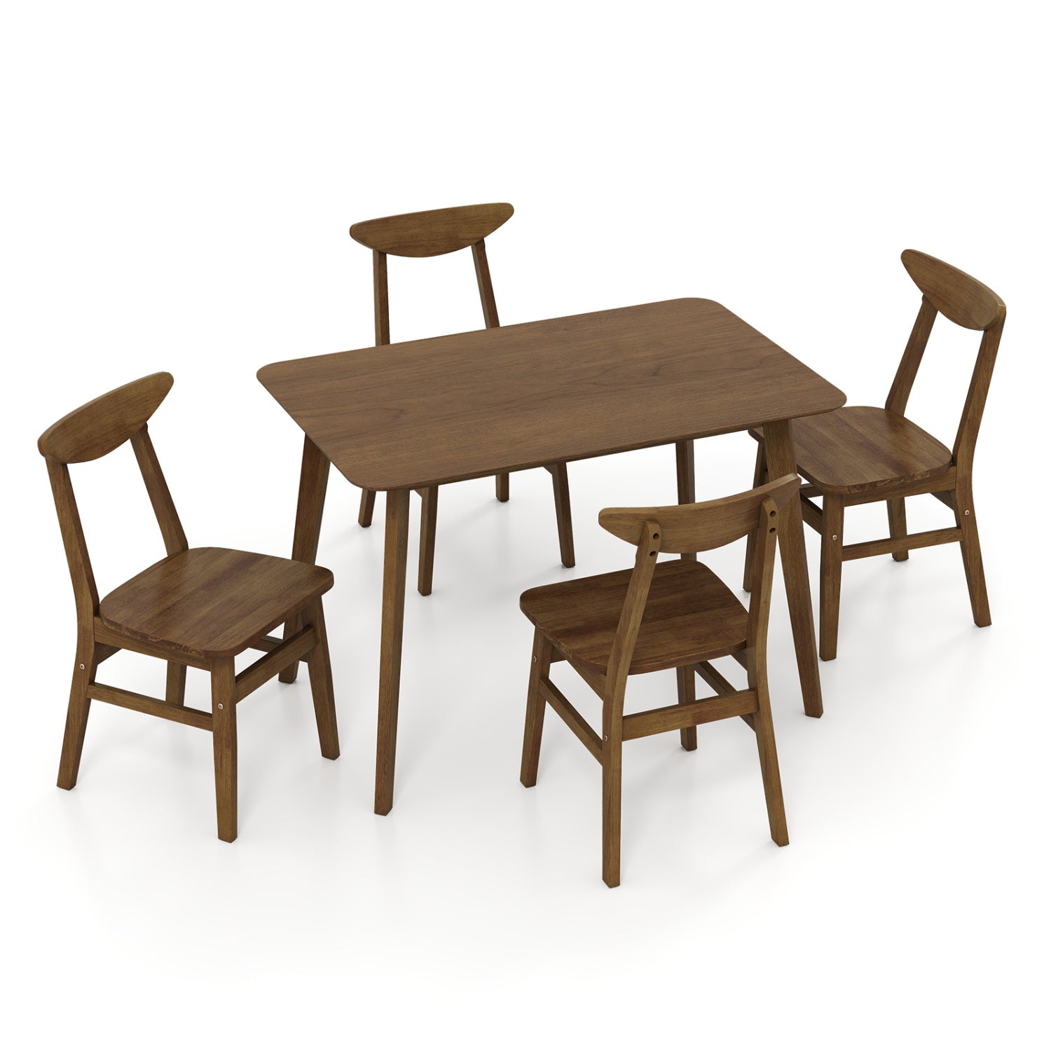 5-Piece Solid Wood Dining Table Set, Walnut Dining Room Sets at Gallery Canada