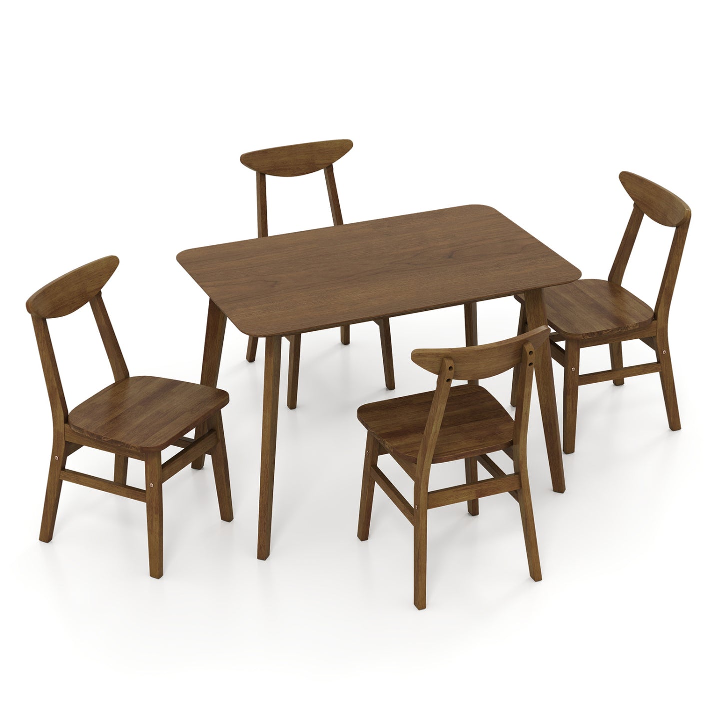 5-Piece Solid Wood Dining Table Set, Walnut Dining Room Sets at Gallery Canada