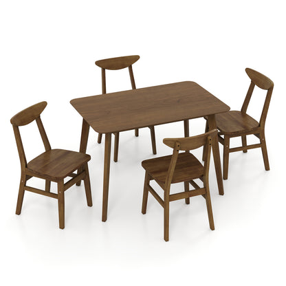 5-Piece Solid Wood Dining Table Set, Walnut Dining Room Sets at Gallery Canada