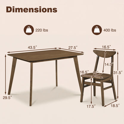 5-Piece Solid Wood Dining Table Set, Walnut Dining Room Sets at Gallery Canada