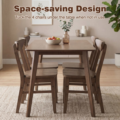 5-Piece Solid Wood Dining Table Set, Walnut Dining Room Sets at Gallery Canada