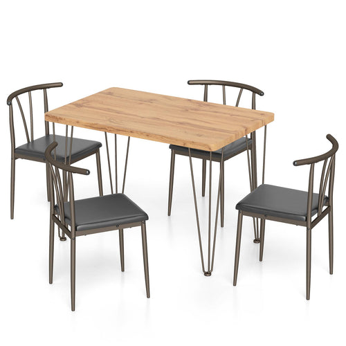 5-Piece Dining Table Set, Rectangular Kitchen Table, 4 Armless Chairs, Black