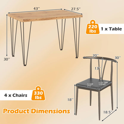 5-Piece Dining Table Set, Rectangular Kitchen Table, 4 Armless Chairs, Black Dining Room Sets at Gallery Canada