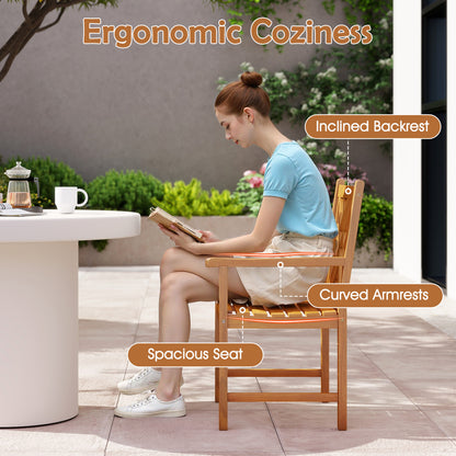 Ensemble de repas de patio carré de 5 pièces, table en acacia et fauteuils, naturel