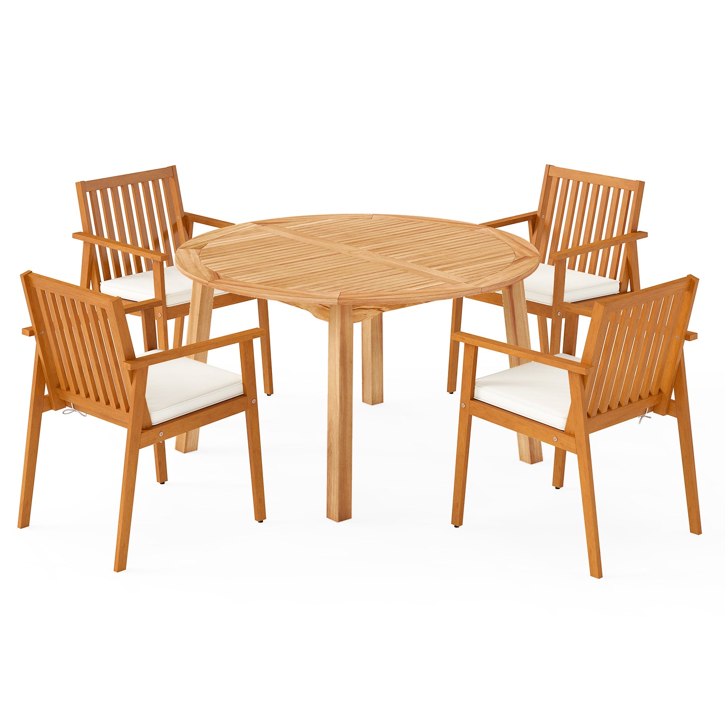 5 Pieces Acacia Wood Patio Dining Set with Umbrella Hole Patio Dining Sets at Gallery Canada