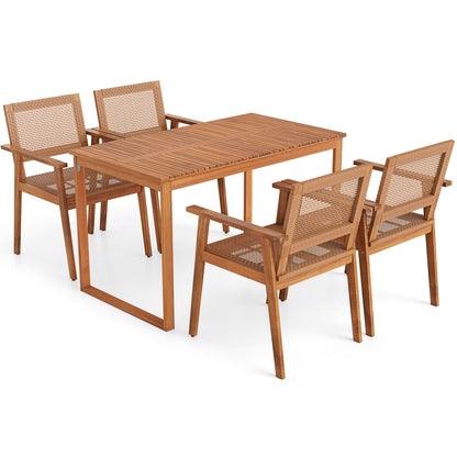 Acacia Wood Dining Set, Outdoor Table, Rattan Chairs, 4 Person Patio Dining Sets at Gallery Canada