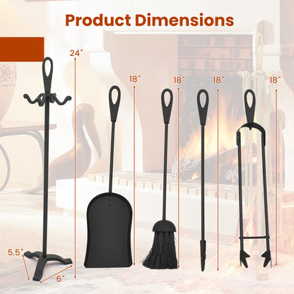 5 Pieces Fireplace Tool Set Fireplace Accessories with Poker, Black Fireplace Tools at Gallery Canada