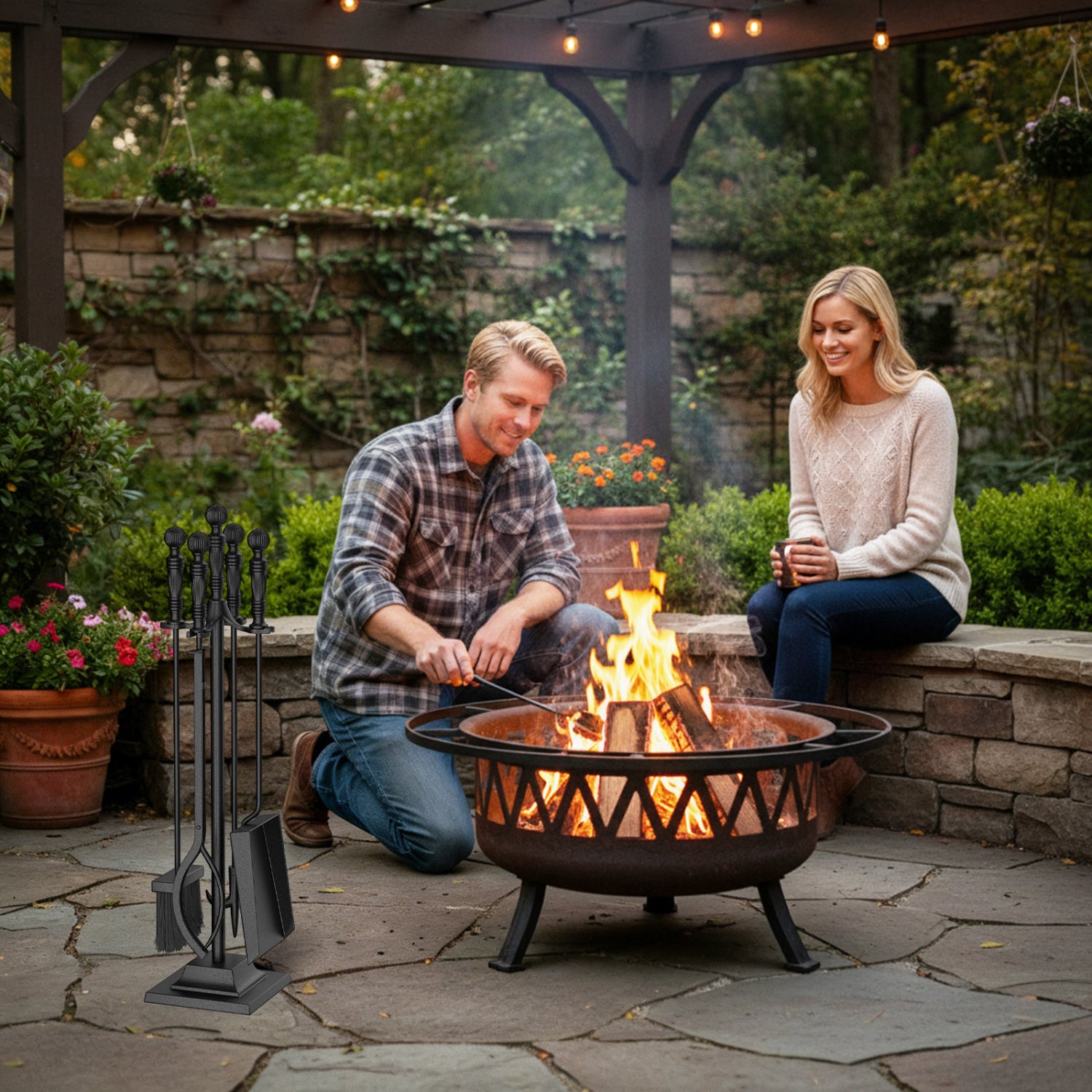5-Pieces Fireplace Tool Set Indoor Outdoor Fire Place Set Tools with Aluminum Handles Fireplace Tools at Gallery Canada