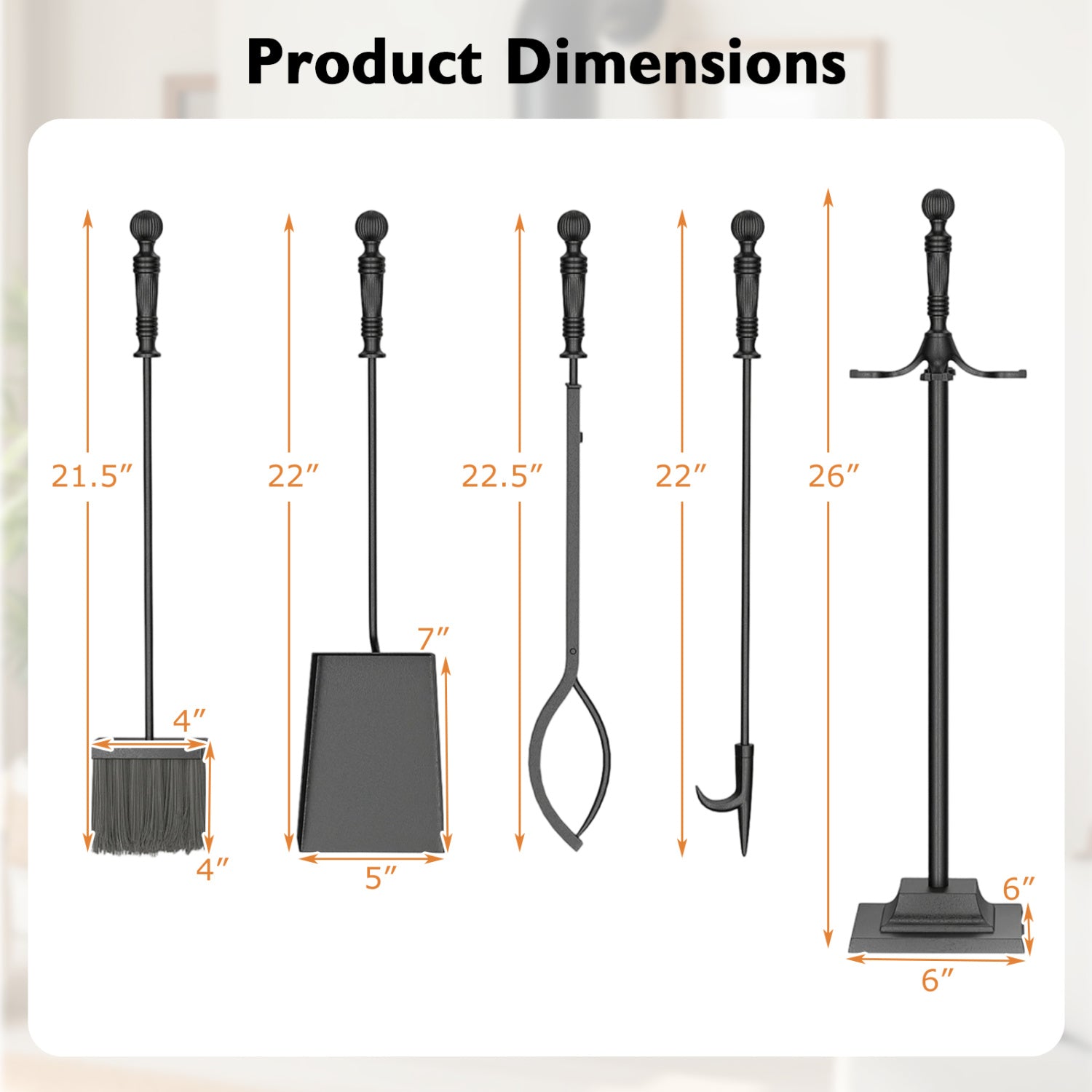 5-Pieces Fireplace Tool Set Indoor Outdoor Fire Place Set Tools with Aluminum Handles Fireplace Tools at Gallery Canada