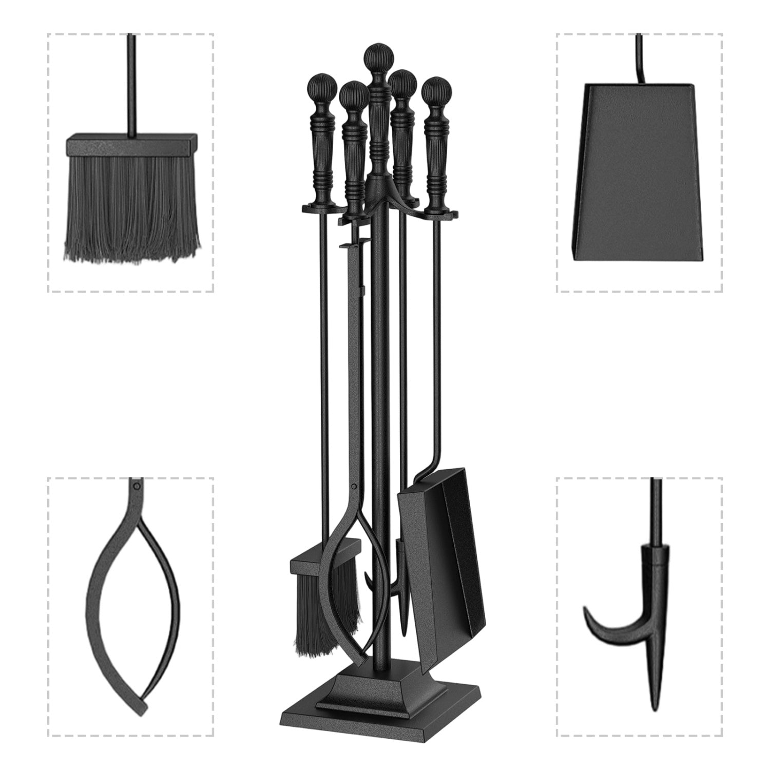 5-Pieces Fireplace Tool Set Indoor Outdoor Fire Place Set Tools with Aluminum Handles Fireplace Tools at Gallery Canada