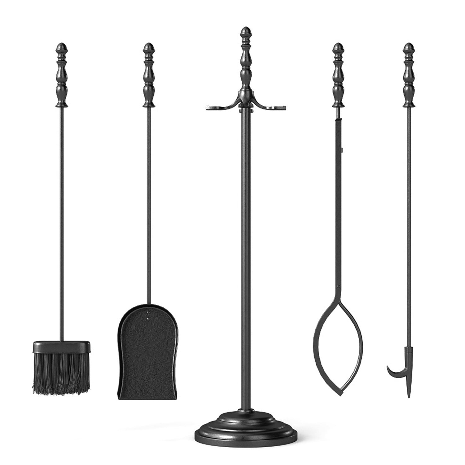 5-Pieces Fireplace Tool Set with Poker Tongs Brush Shovel and Round Stand Fireplace Tools at Gallery Canada