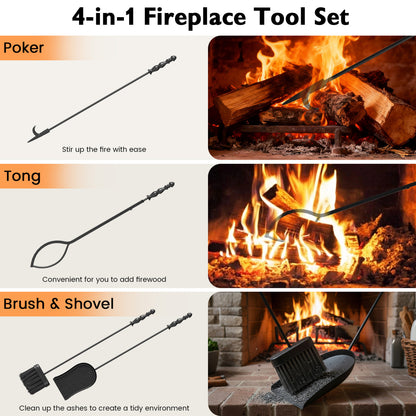 5-Pieces Fireplace Tool Set with Poker Tongs Brush Shovel and Round Stand Fireplace Tools at Gallery Canada
