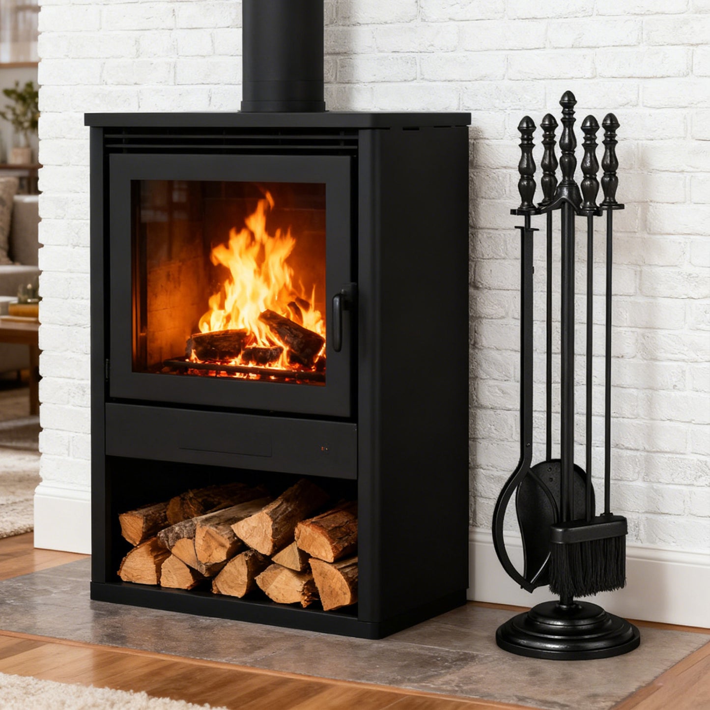 5-Pieces Fireplace Tool Set with Poker Tongs Brush Shovel and Round Stand Fireplace Tools at Gallery Canada