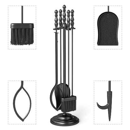 5-Pieces Fireplace Tool Set with Poker Tongs Brush Shovel and Round Stand Fireplace Tools at Gallery Canada