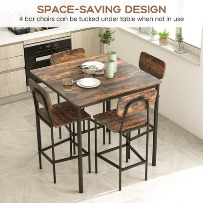 Industrial Dining Table Set, 5 Pieces, Counter Height Table, 4 Bar Stools Dining Room Sets at Gallery Canada