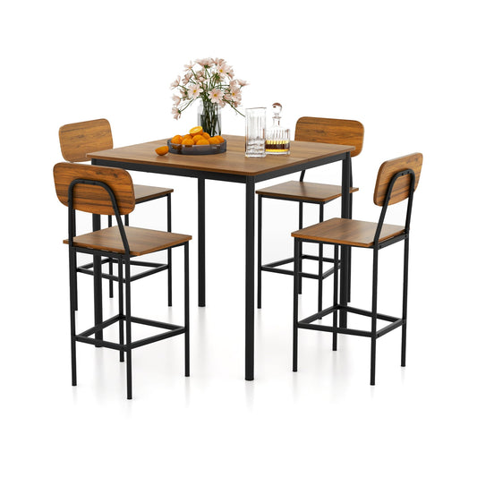 Industrial Dining Table Set, 5 Pieces, Counter Height, Walnut Dining Room Sets Walnut at Gallery Canada