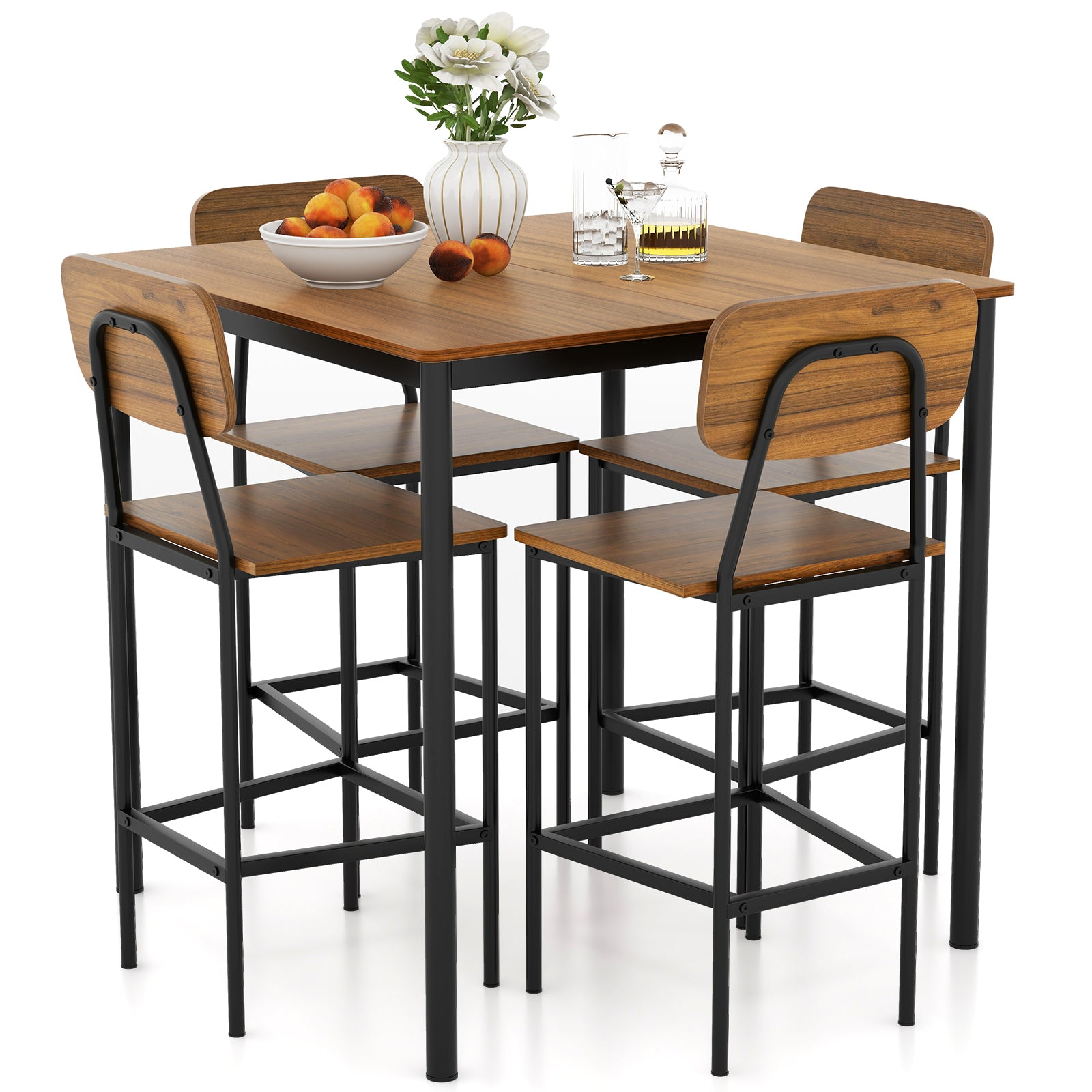 Industrial Dining Table Set, 5 Pieces, Counter Height, Walnut Dining Room Sets at Gallery Canada