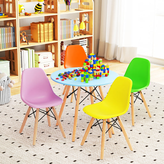 5 Piece Kids Set, 4 Armless Chairs, Colorful, Multicolor