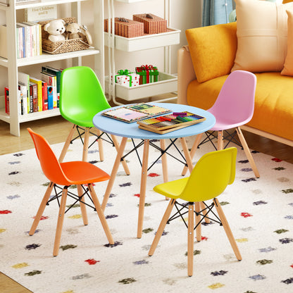 5 Piece Kids Set, 4 Armless Chairs, Colorful, Multicolor