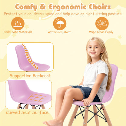 5 Piece Kids Set, 4 Armless Chairs, Colorful, Multicolor