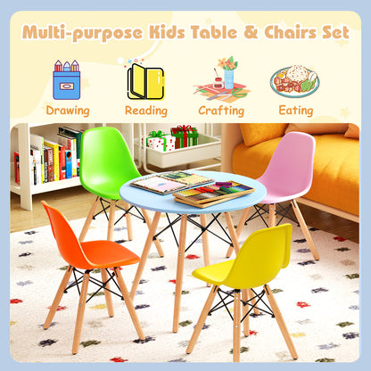 5 Piece Kids Set, 4 Armless Chairs, Colorful, Multicolor