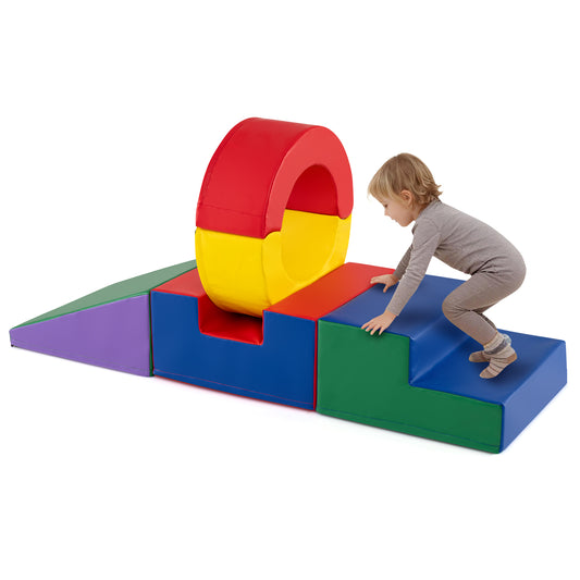 5 Pieces Kids Climbing Toys with PU Leather Cover, Multicolor Climbers & Slides Multicolor at Gallery Canada