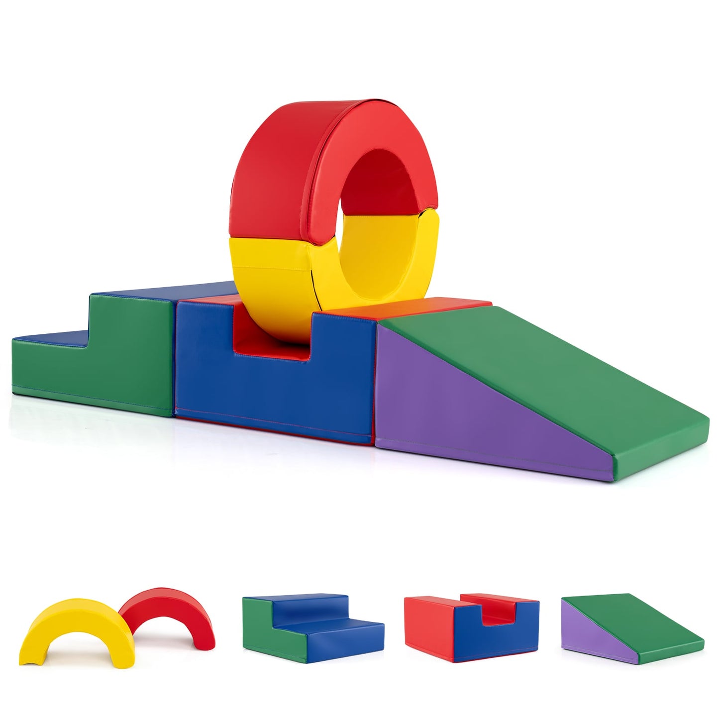 5 Pieces Kids Climbing Toys with PU Leather Cover, Multicolor Climbers & Slides at Gallery Canada