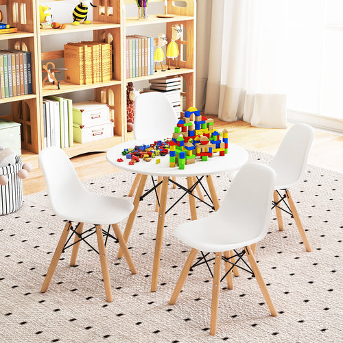 5-Piece Kids Mid-Century Modern Table Chairs Set, White