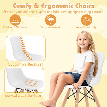 5-Piece Kids Mid-Century Modern Table Chairs Set, White