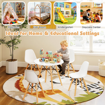 5-Piece Kids Mid-Century Modern Table Chairs Set, White